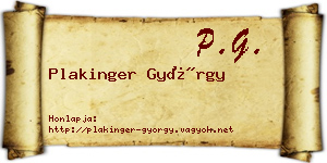 Plakinger György névjegykártya
